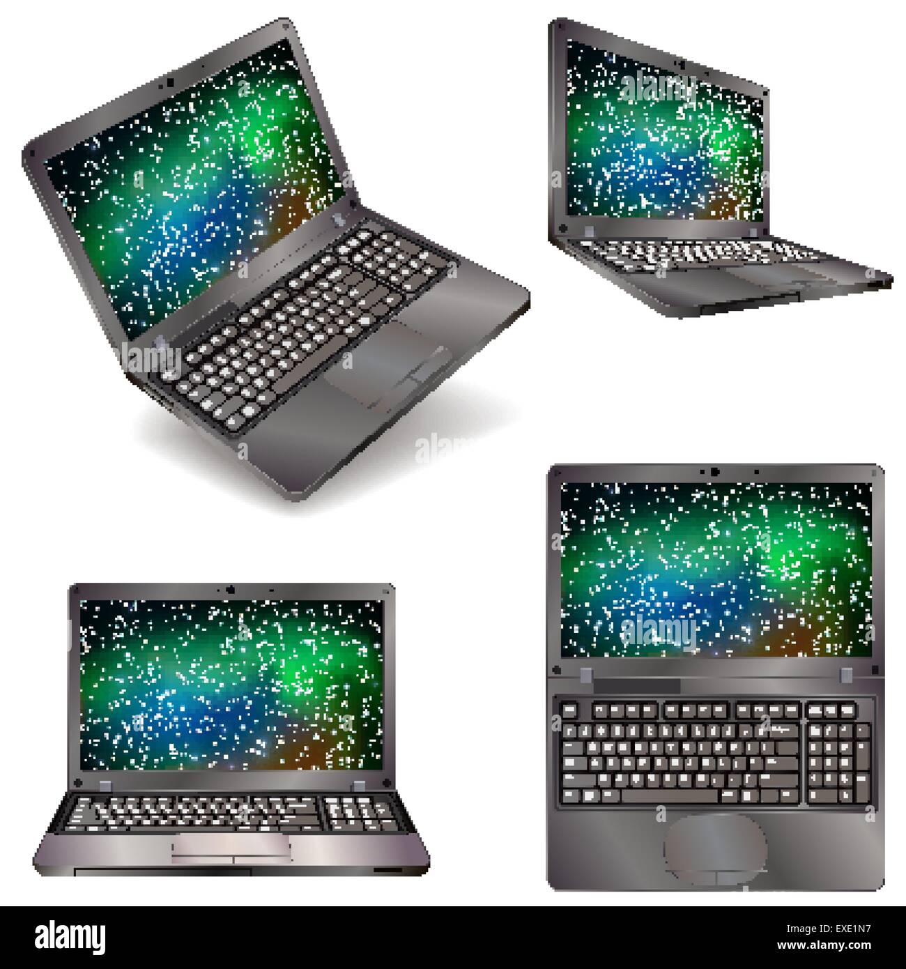 Foto-realistische Laptop isoliert auf weißem Hintergrund-Vektor-illustration Stock Vektor