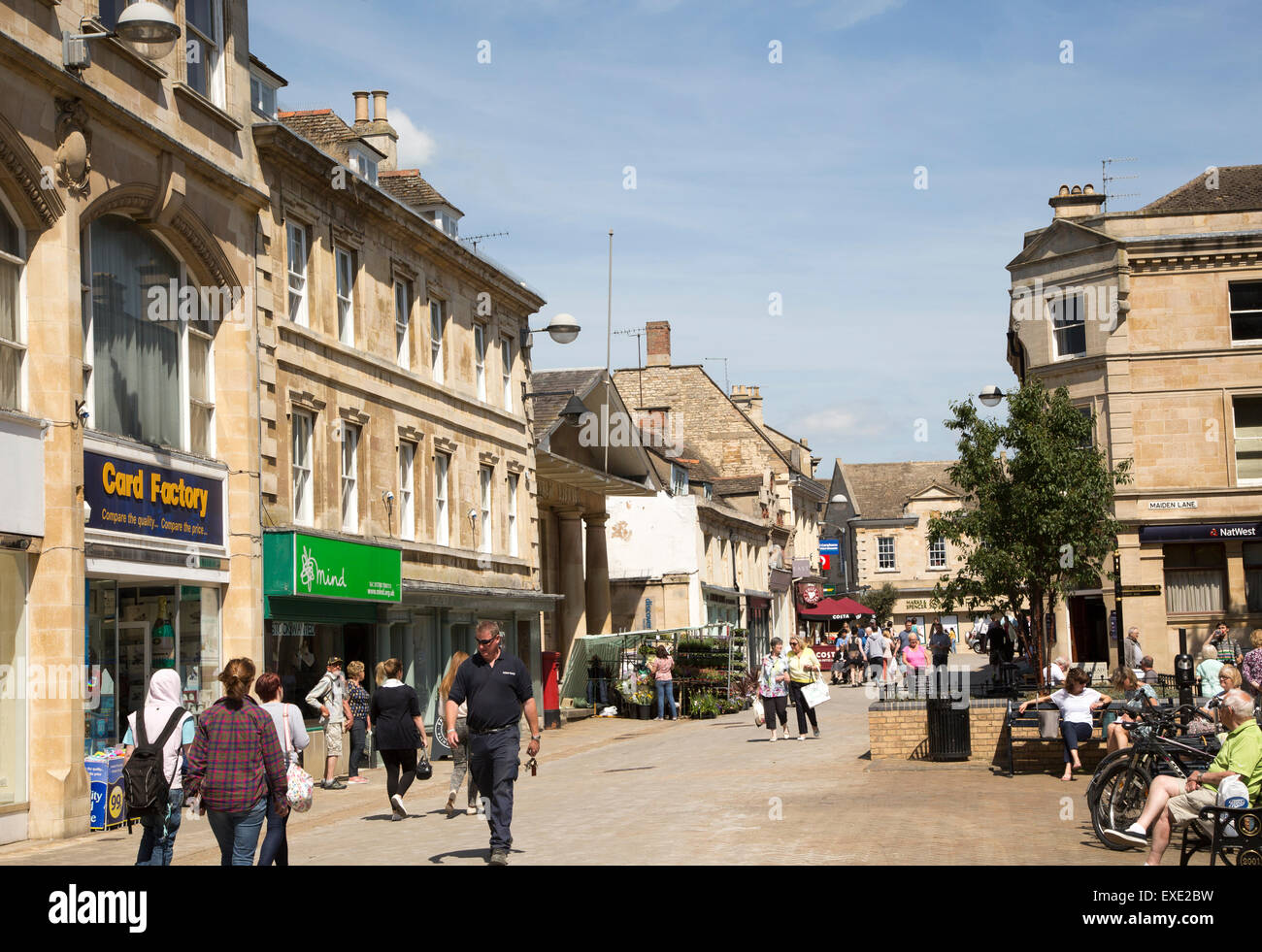 Stamford Town Center Geschafte Eine Fussgangerzone Einkaufs Bereich Zentrum Lincolnshire Uk England Englische Stadte Fussgangerzone Stockfotografie Alamy