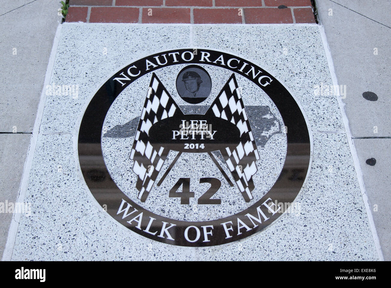 Lee Petty auf der North-Carolina-Autorennen-Walk of Fame in Mooresville, North Carolina, USA Stockfoto
