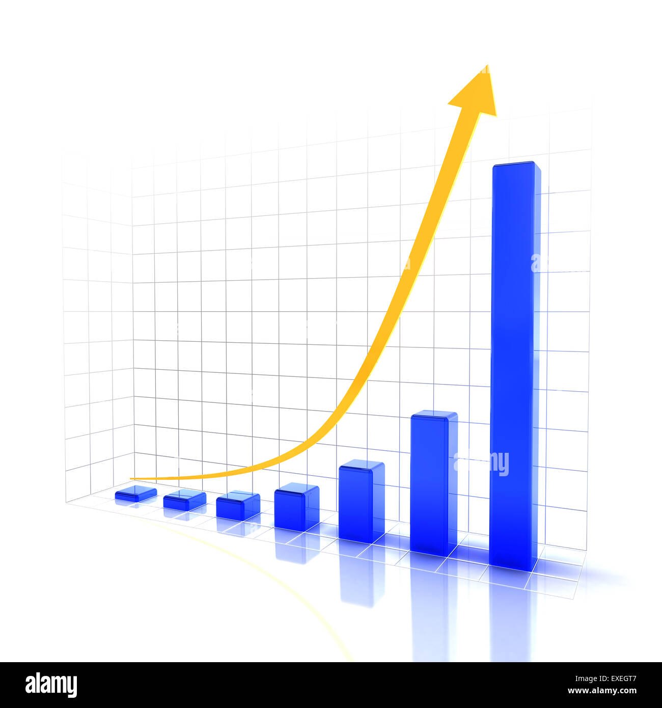 Diagramm zeigt zukünftige steigende Tendenz Stockfoto