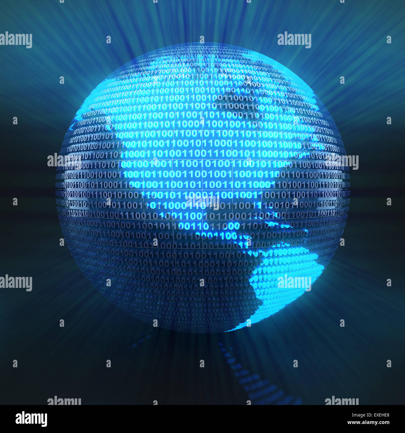 Digitaler Globus mit Weltkarte Stockfoto