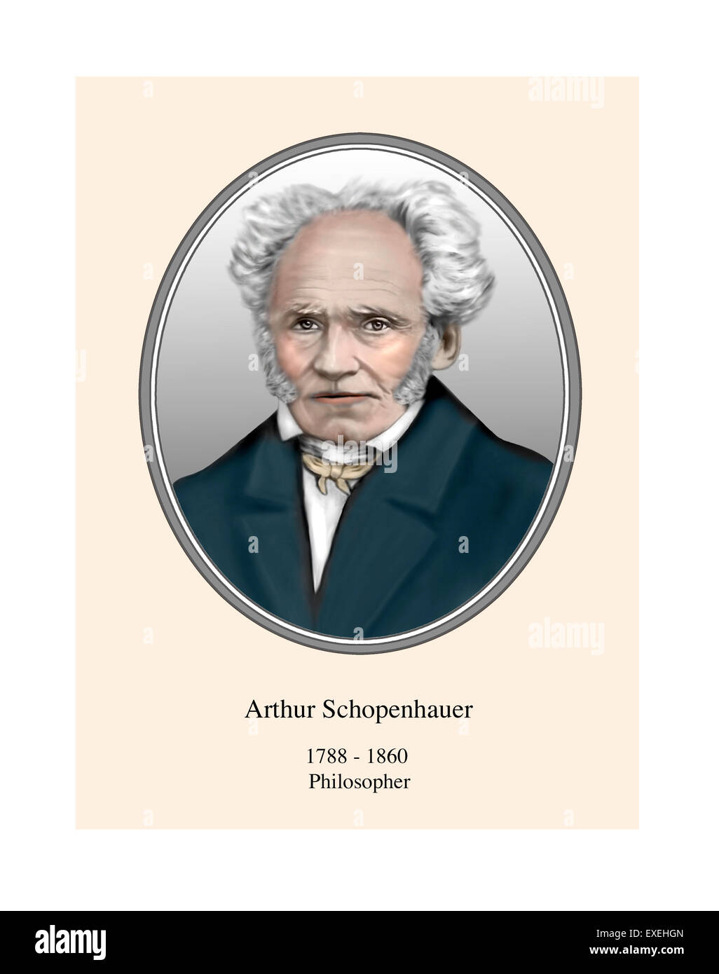 Arthur Schopenhauer Porträt moderner Illustration Stockfoto