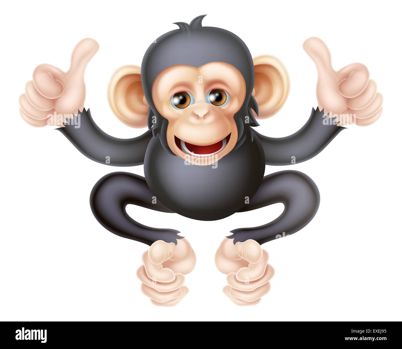 Cartoon Schimpanse Affe wie Charakter-Maskottchen ein doppelter Daumen aufgeben Stockfoto