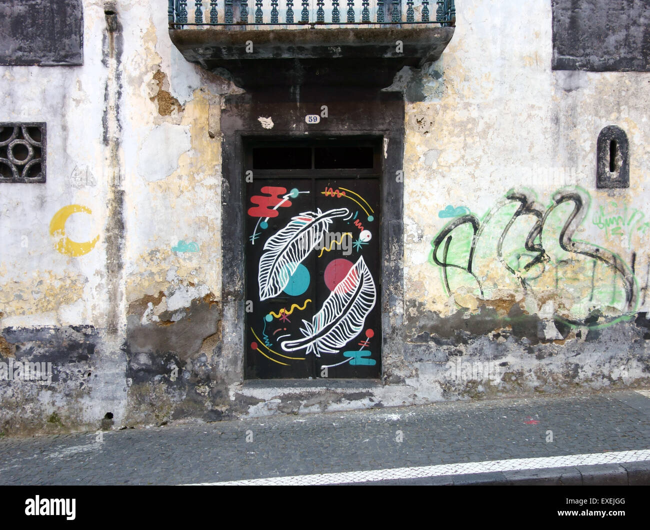 Graffiti-Kunst in Sao Miguel Island Azoren Stockfoto