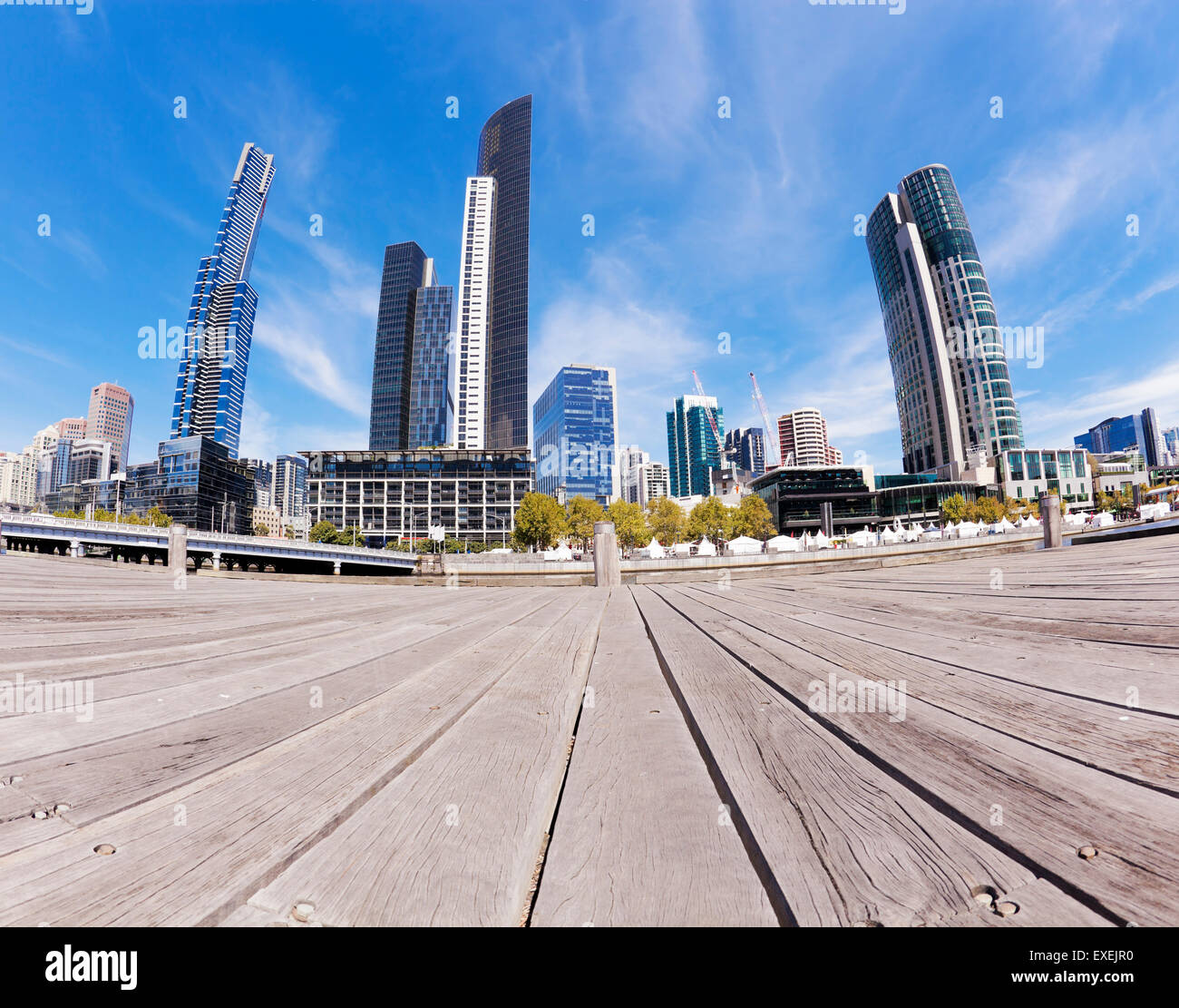 Blick auf Southbank Melbourne CBD Stockfoto