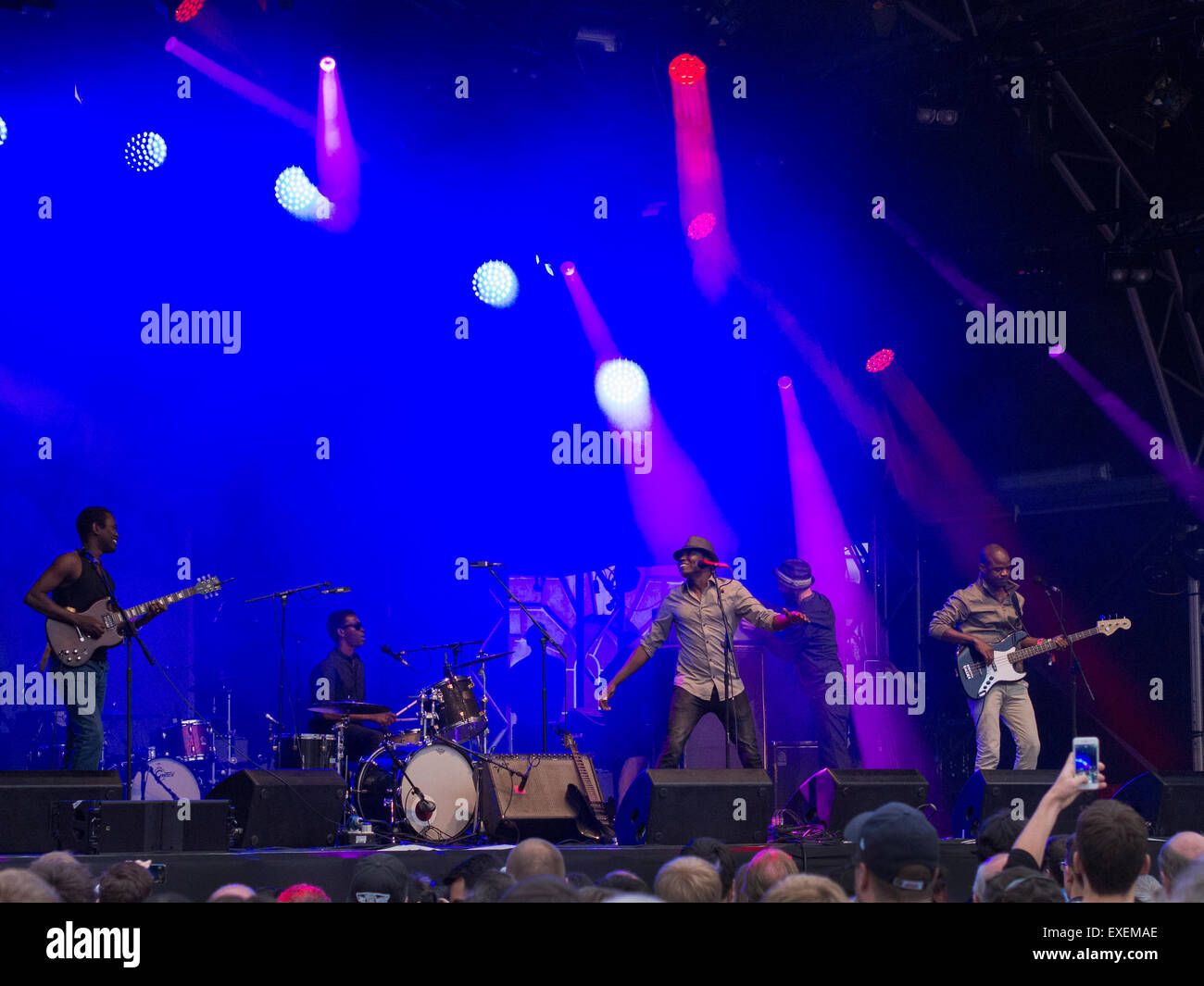 Songhoy blau Mali-Rock-Band spielen live-Gig am Somerset House Festival London UK Stockfoto