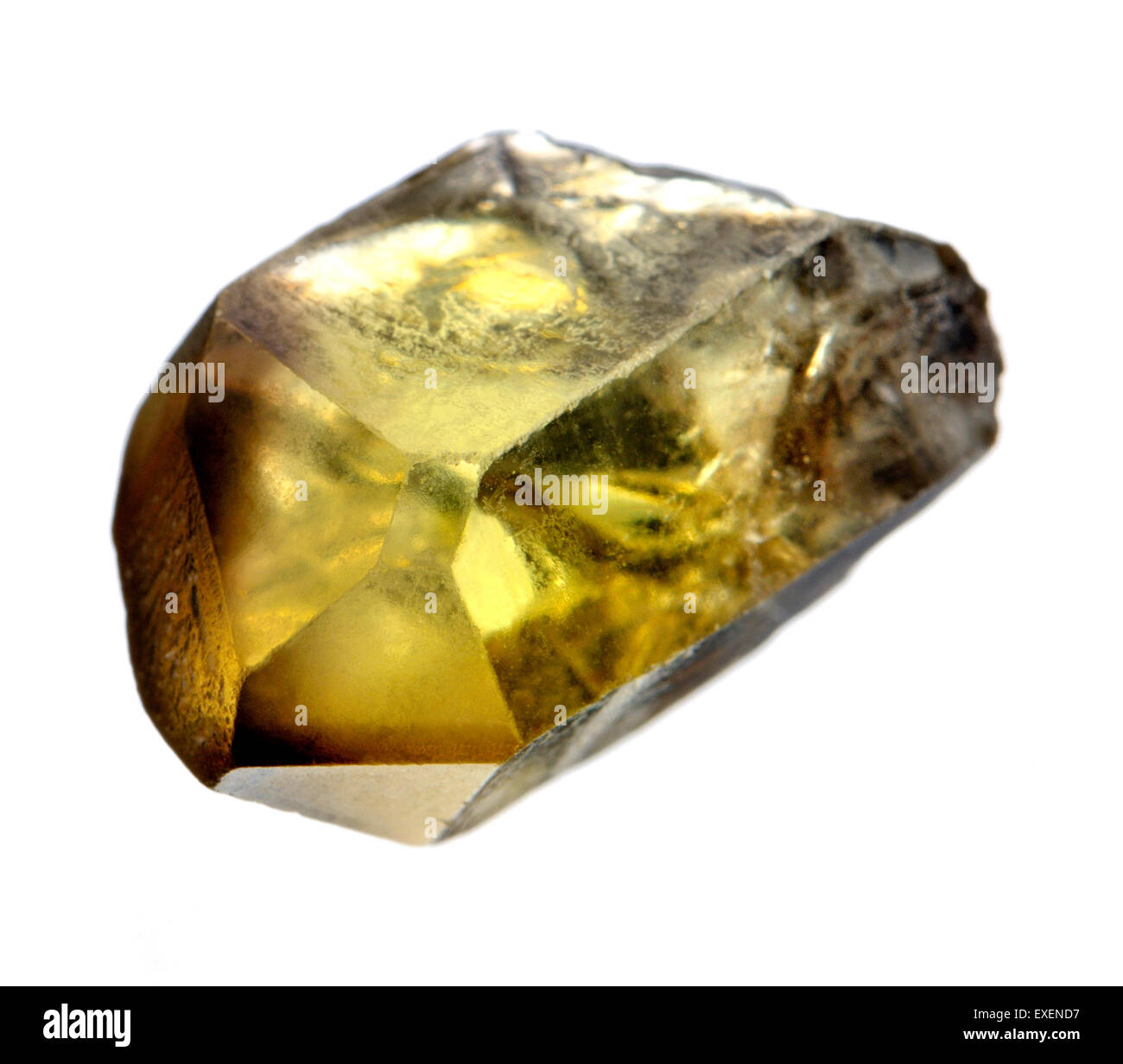 Citrin-Punkt (sechseckigen Kristall von gelber Quarz) Stockfoto