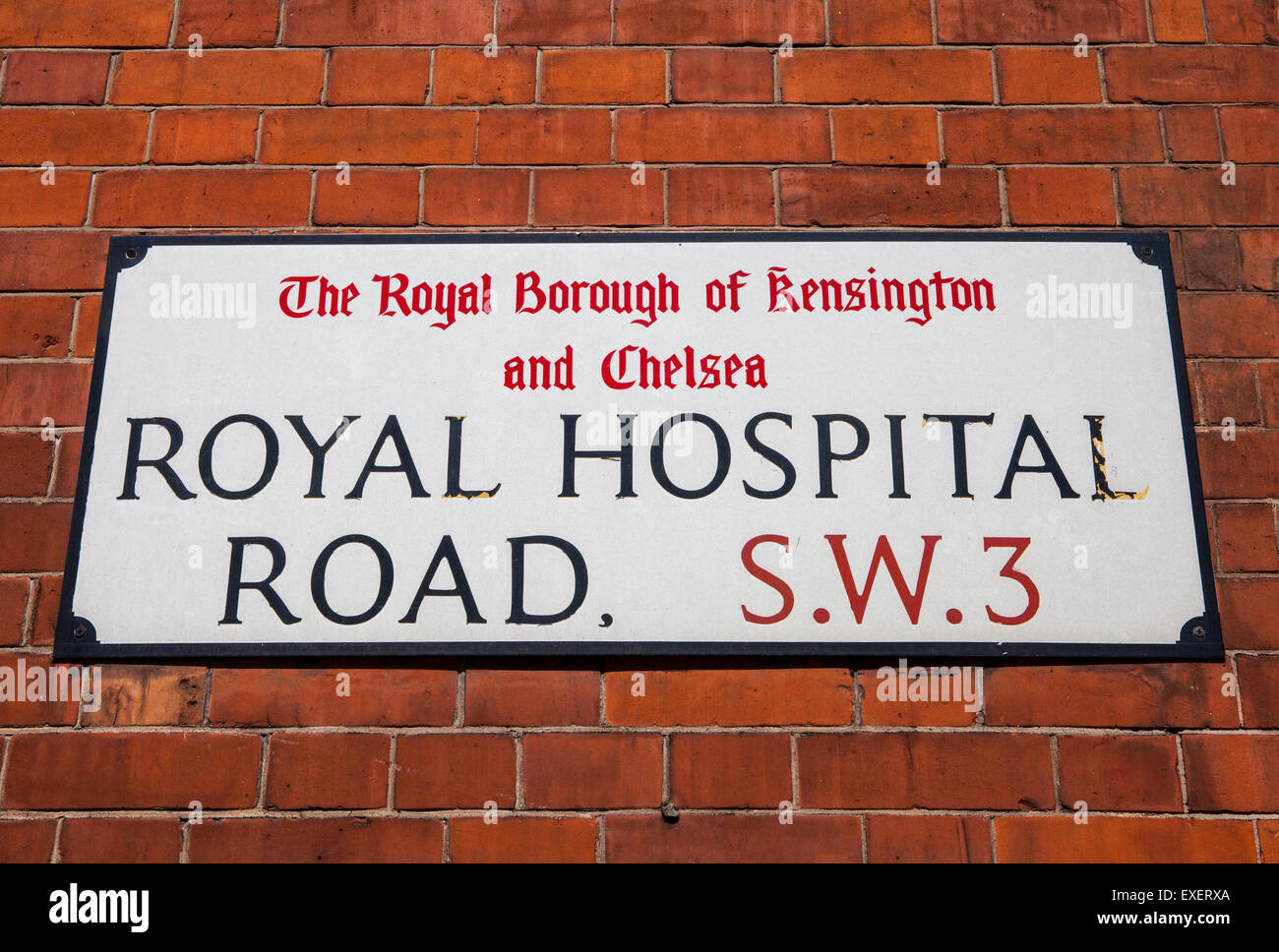 LONDON, UK - 10. Juli 2015: A Straßenschild für Royal Hospital Road in Chelsea, London am 10. Juli 2015. Stockfoto