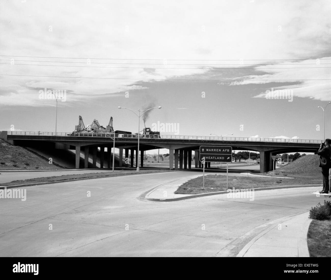 Transport von Details: Ankunft am Warren AFB; 1. Launcher Datum: 26.08.1959 Stockfoto