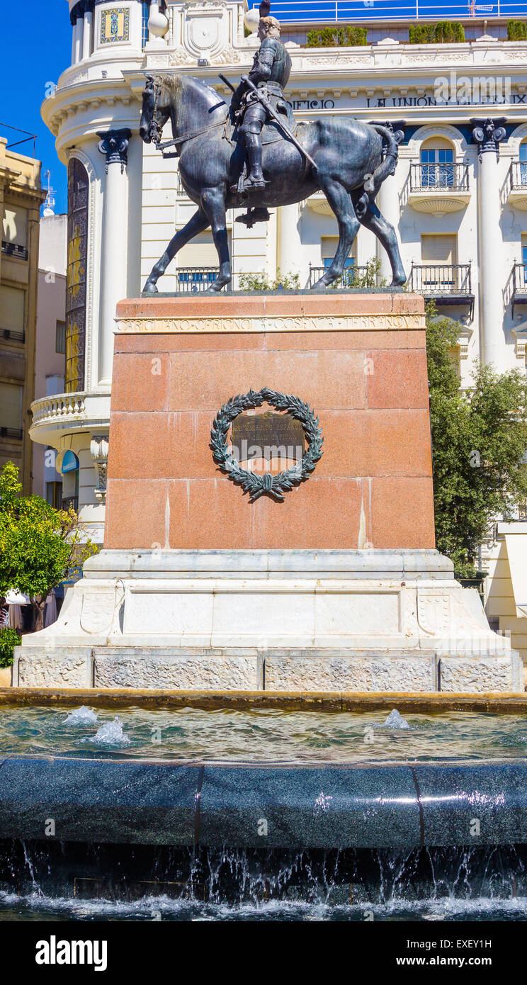 Reiterstatue des spanischen militärischen berühmten Gran Capitan Stockfoto