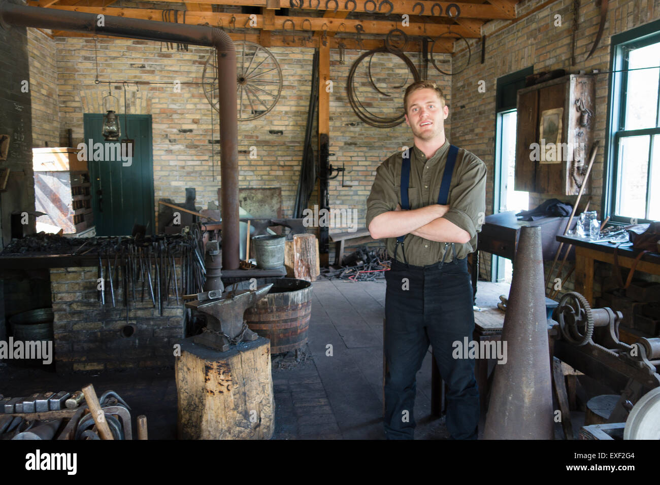 Doon Heritage Village Mennonite Schmied Mann Stockfoto