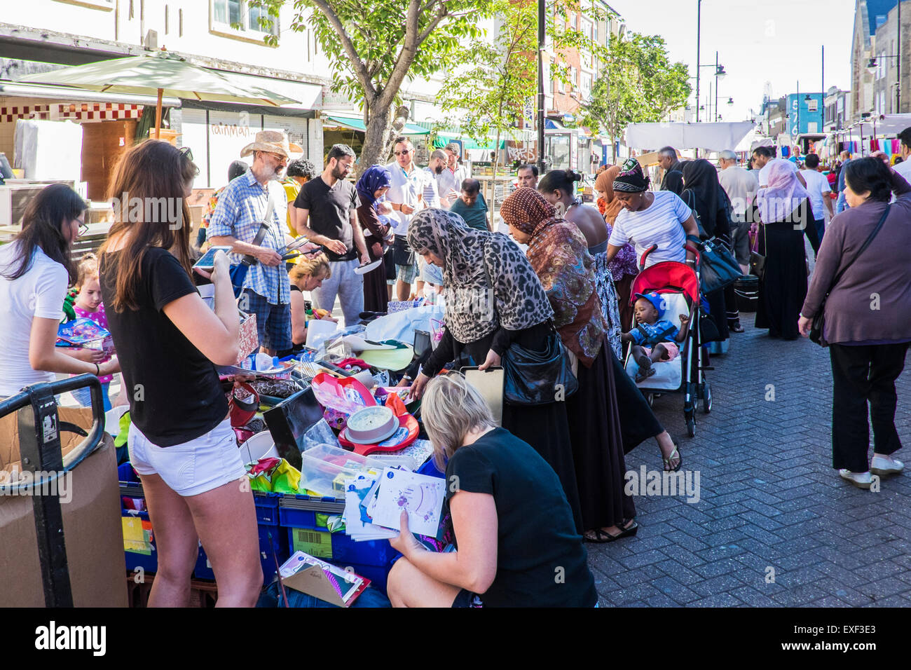 Römerstraße Straßenmarkt Borough of Tower Hamlets, London, England, UK. Stockfoto