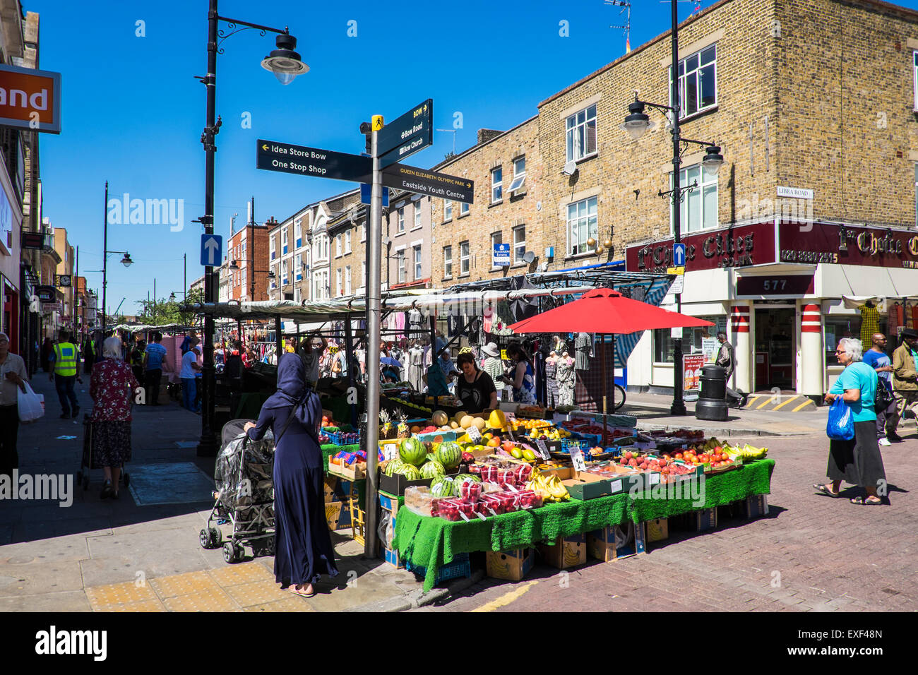 Römerstraße Straßenmarkt Borough of Tower Hamlets, London, England, UK. Stockfoto
