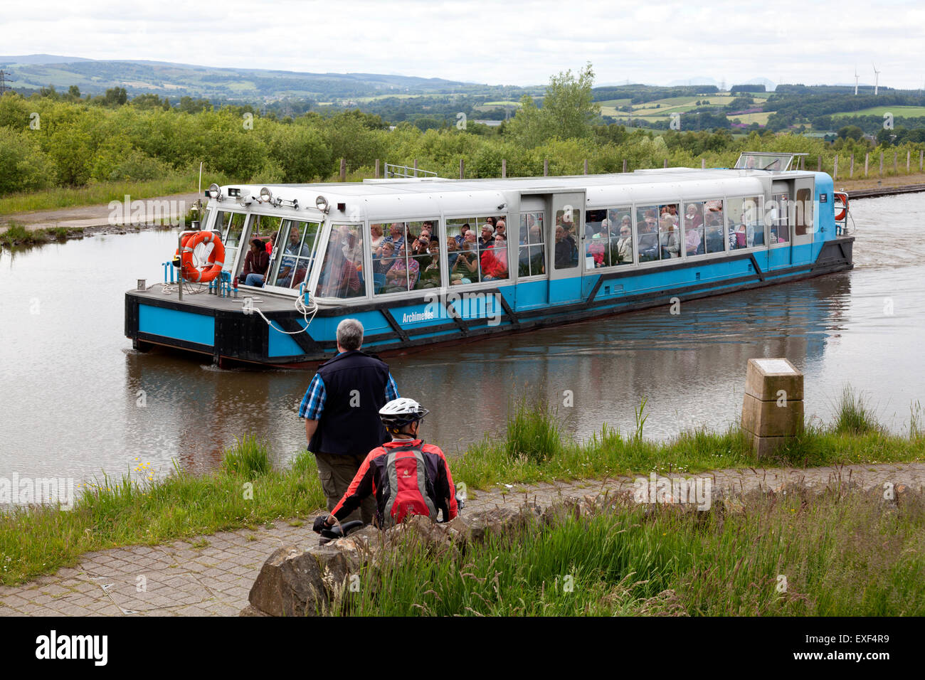Touristenboot Reise auf dem Union-Kanal über das Falkirk Wheel, Falkirk, Stirling Stockfoto