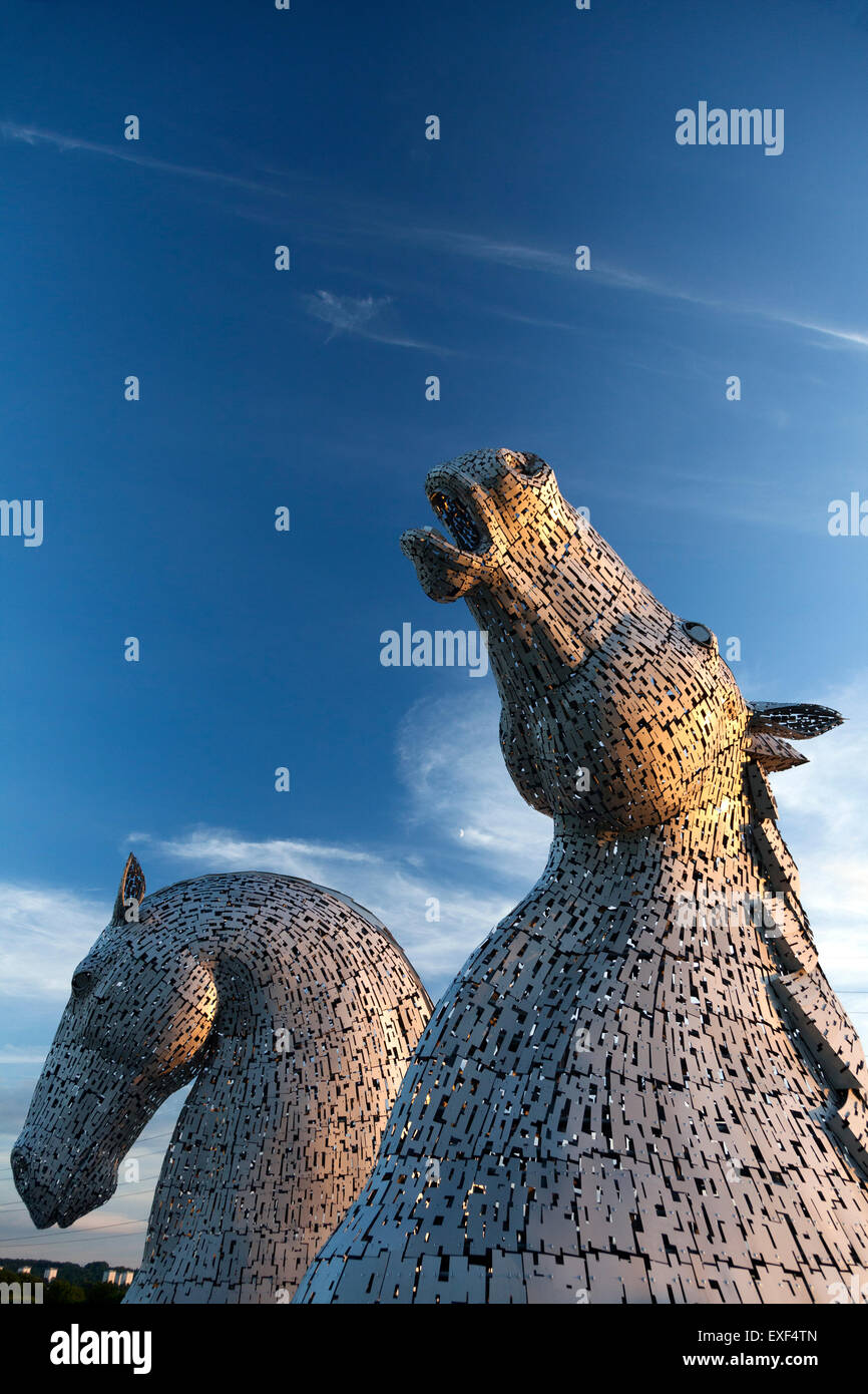 Die Kelpies Skulptur am Abend Licht, Falkirk, Stirling Stockfoto