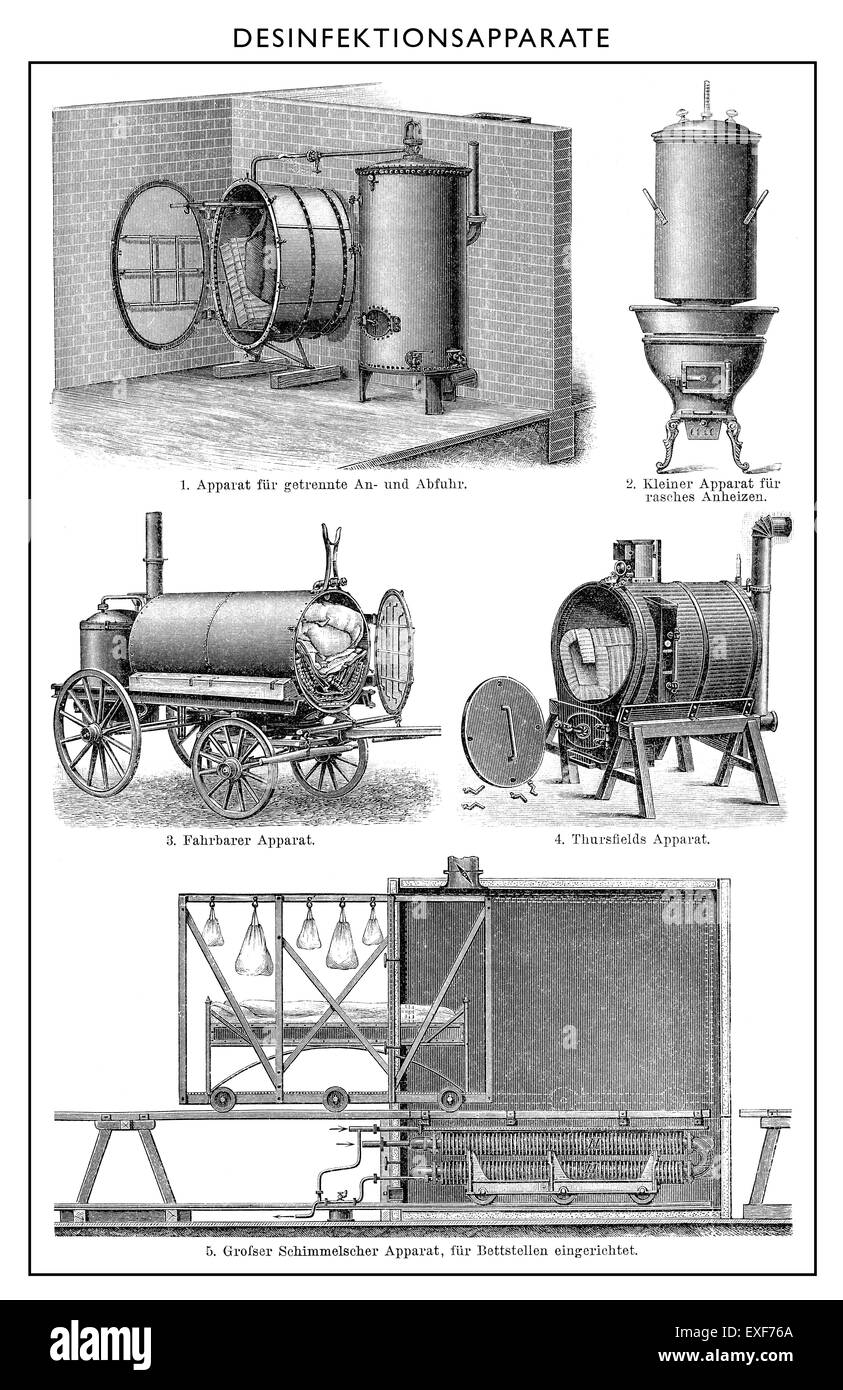 Desinfektionsanlage, Desinfektion Kabinett, 1890, Stockfoto