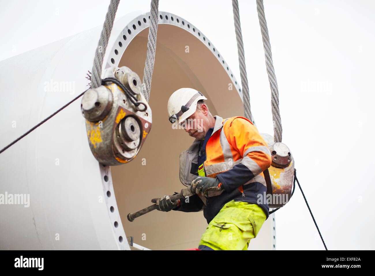 Ingenieur für Windkraftanlage Stockfoto