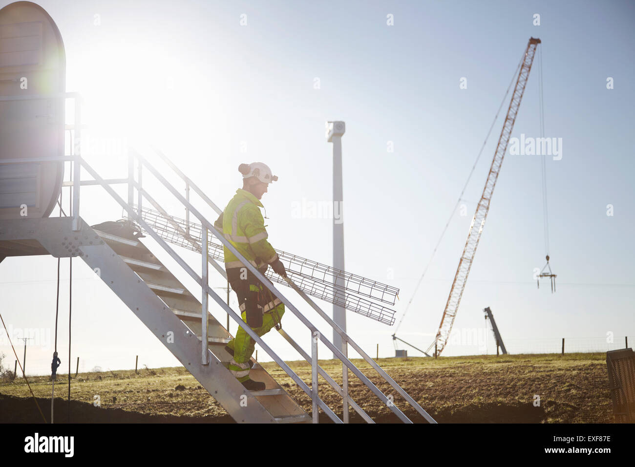 Ingenieur im Windpark Stockfoto