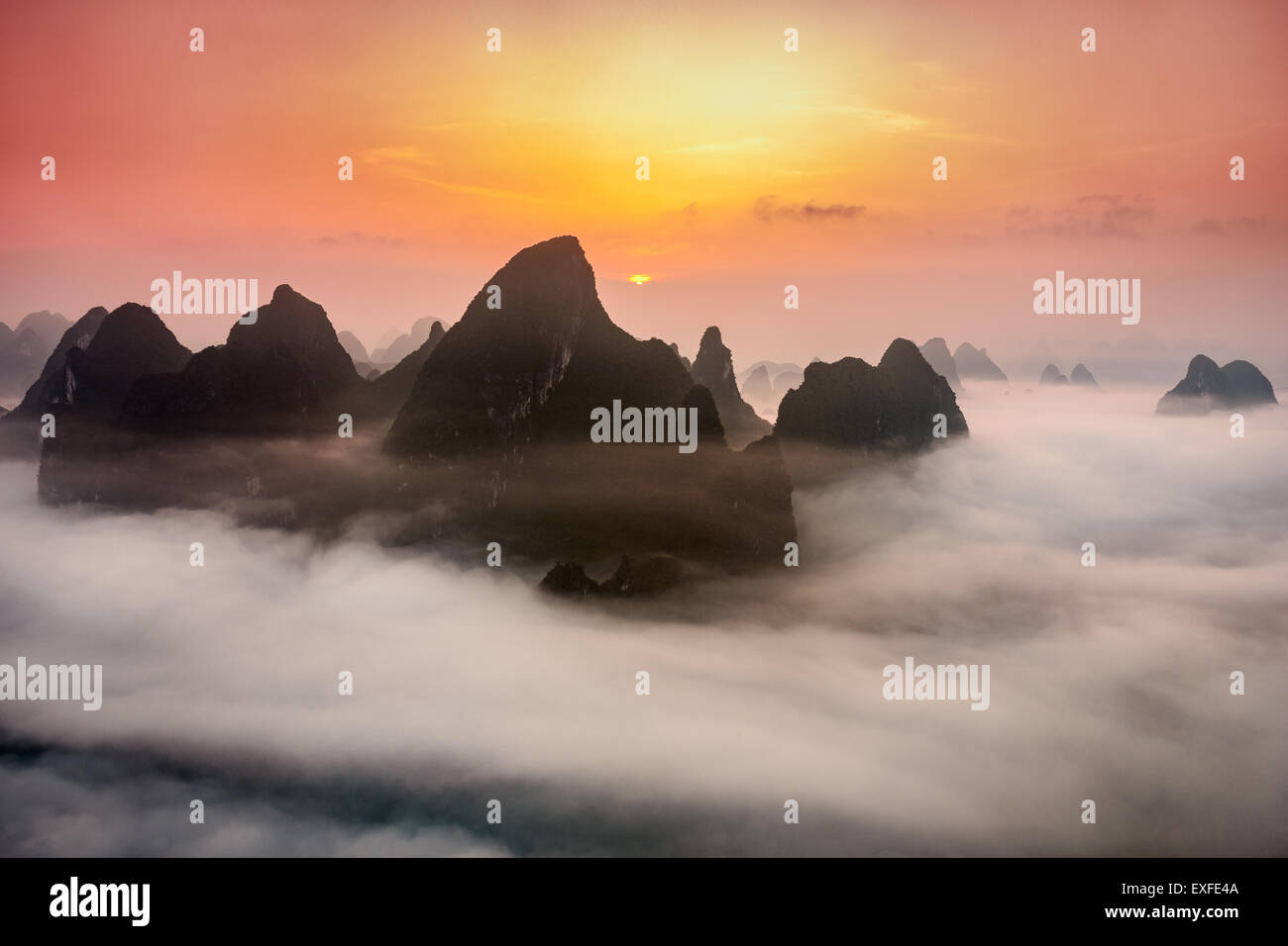 Guilin, China Karstgebirge. Stockfoto