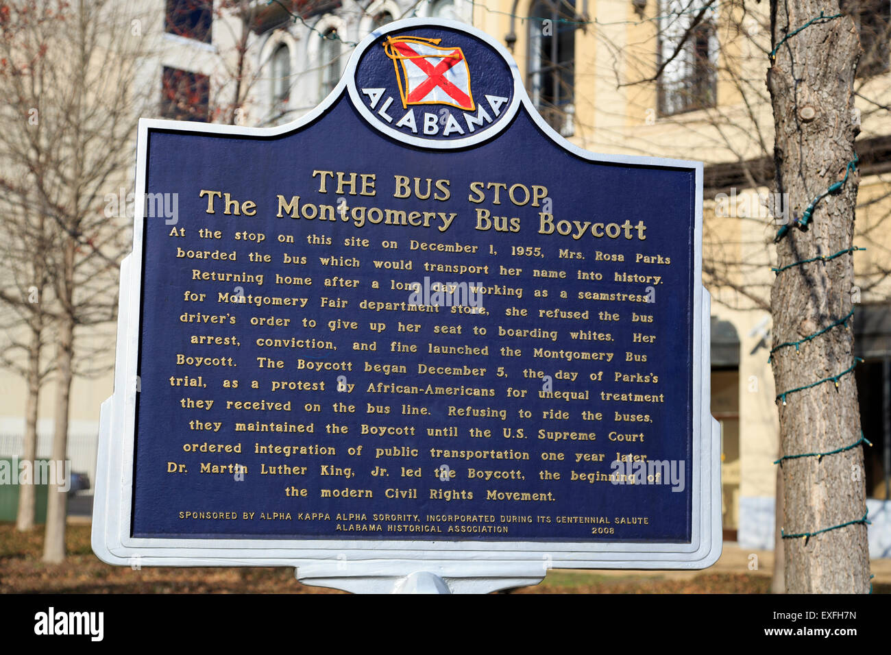 Geschichte-Gedenktafel in Court Square, Montgomery, Alabama, USA Stockfoto