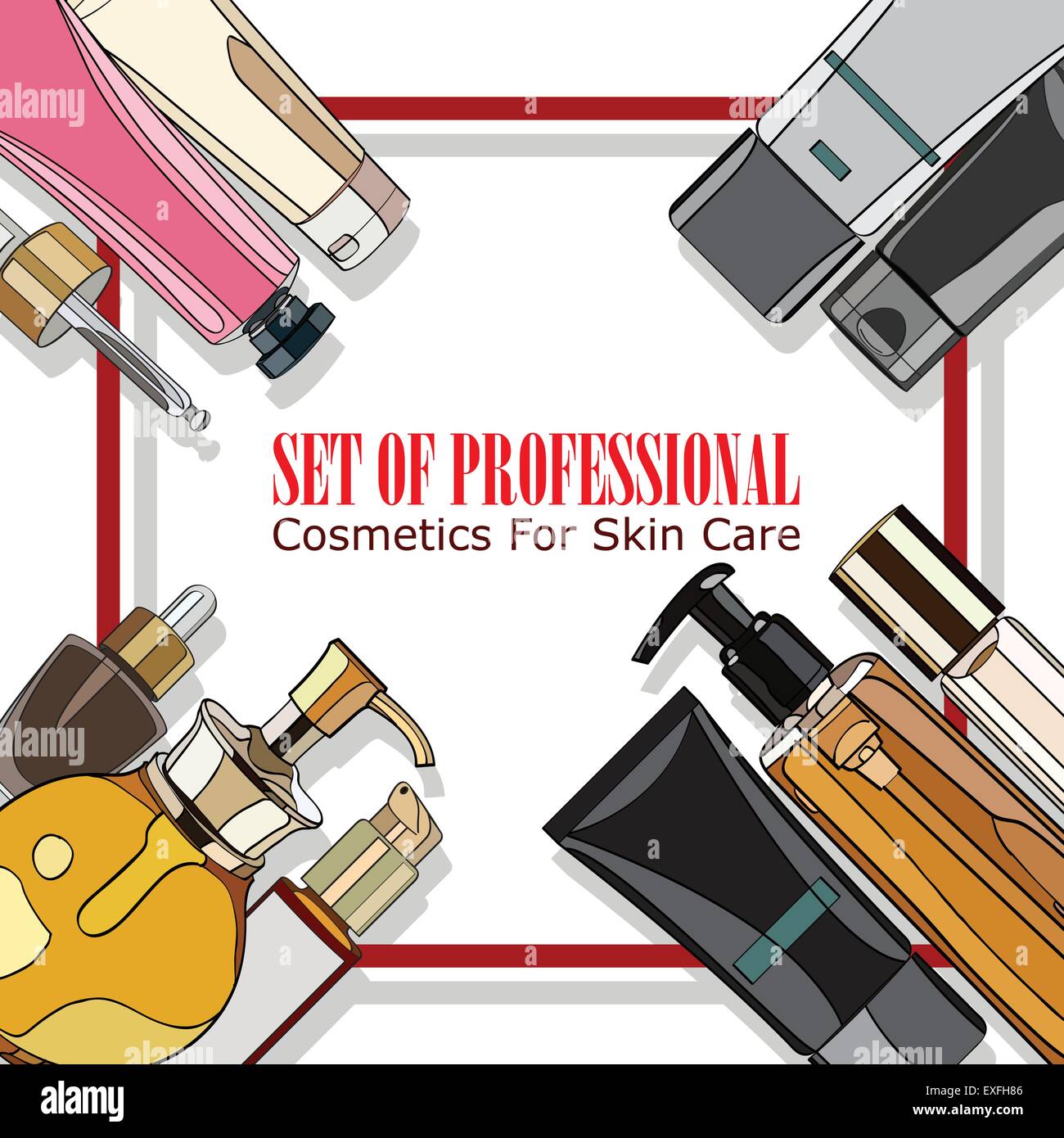 professionelle Kosmetik für die Hautpflege-Set Stock Vektor