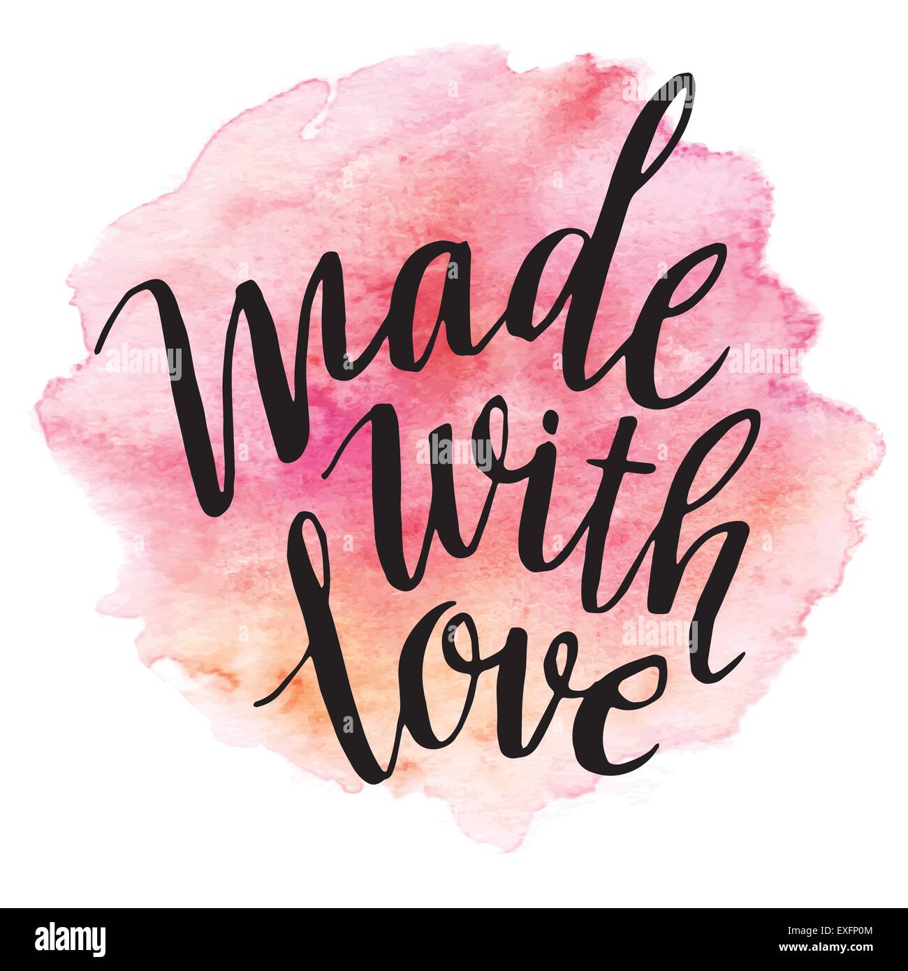 Mit Liebe gemacht. AquarellSchriftzug. Vektorillustration Stock