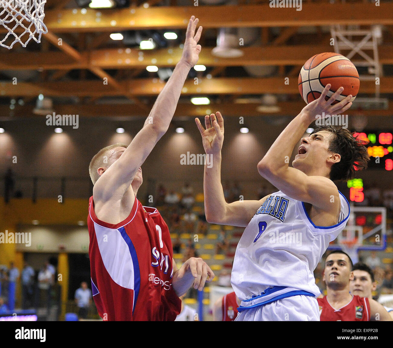Lignano, Italien. 13. Juli 2015. Dragan Apic (SRB) Aufnahmen während der U20 FIBA Basketball-Europameisterschaft-Männer. 13