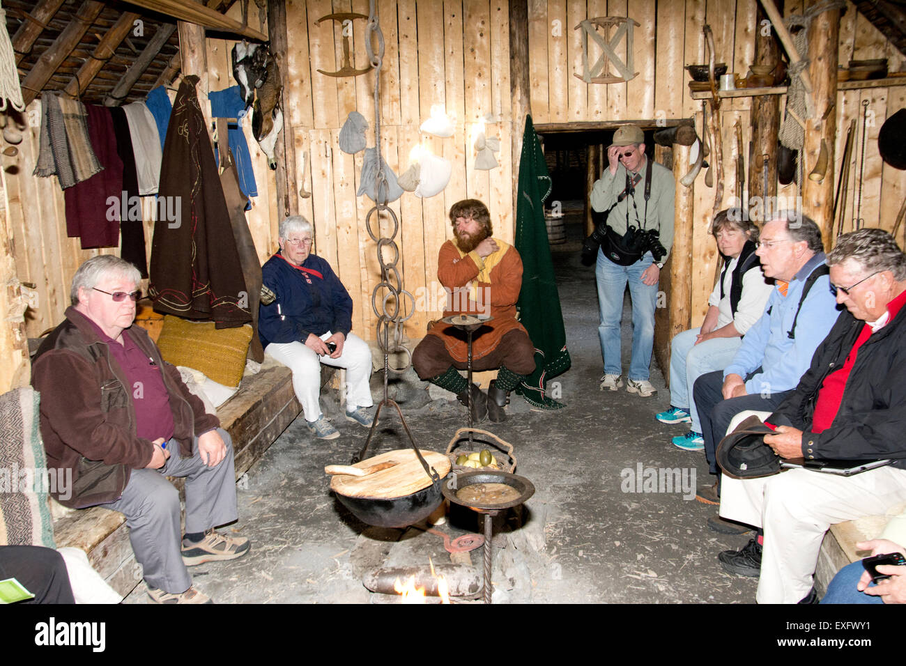 Innere des Hauses Viking, L'Anse Aux Meadows. Stockfoto