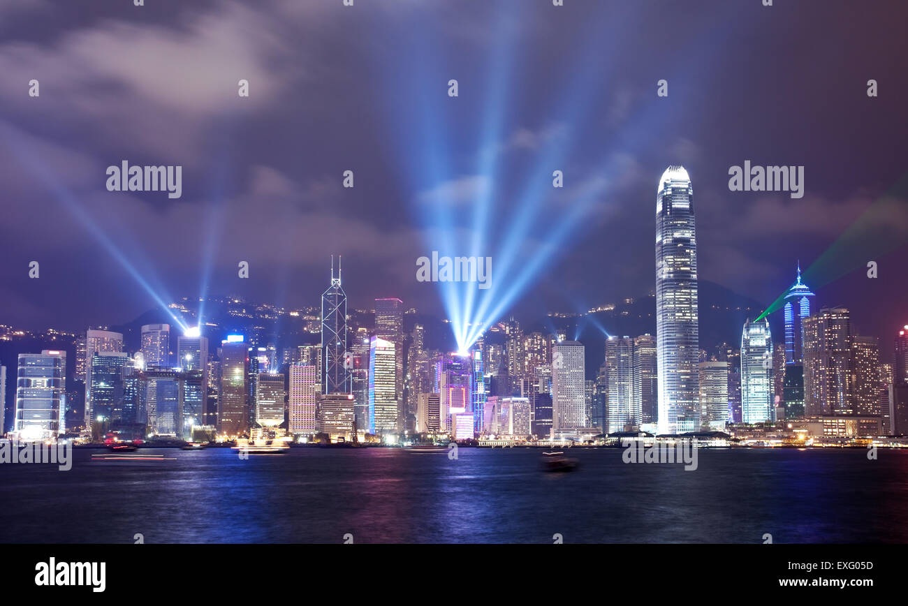Symphonie der Lichter-Show in Hong Kong Stockfoto