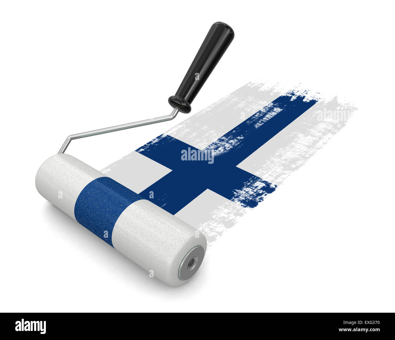 Farbroller mit Finnische Flagge (Clipping-Pfad enthalten) Stockfoto