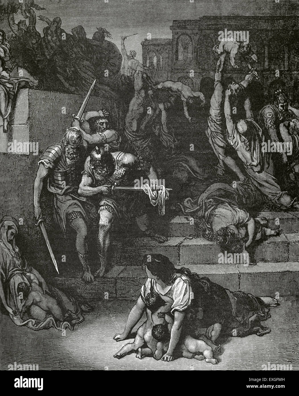 Massaker der unschuldigen Kinder. Illustration von Gustave Dore (1832-1883). Stockfoto