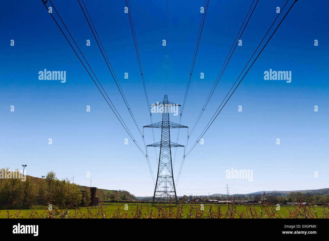 Stromleitungen Teil von national grid Stockfoto