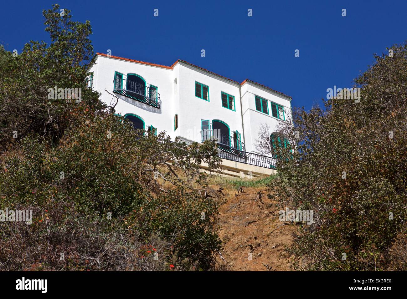 Wohnhaus im mediterranen Stil in Avalon, Catalina Island, Kalifornien. Stockfoto
