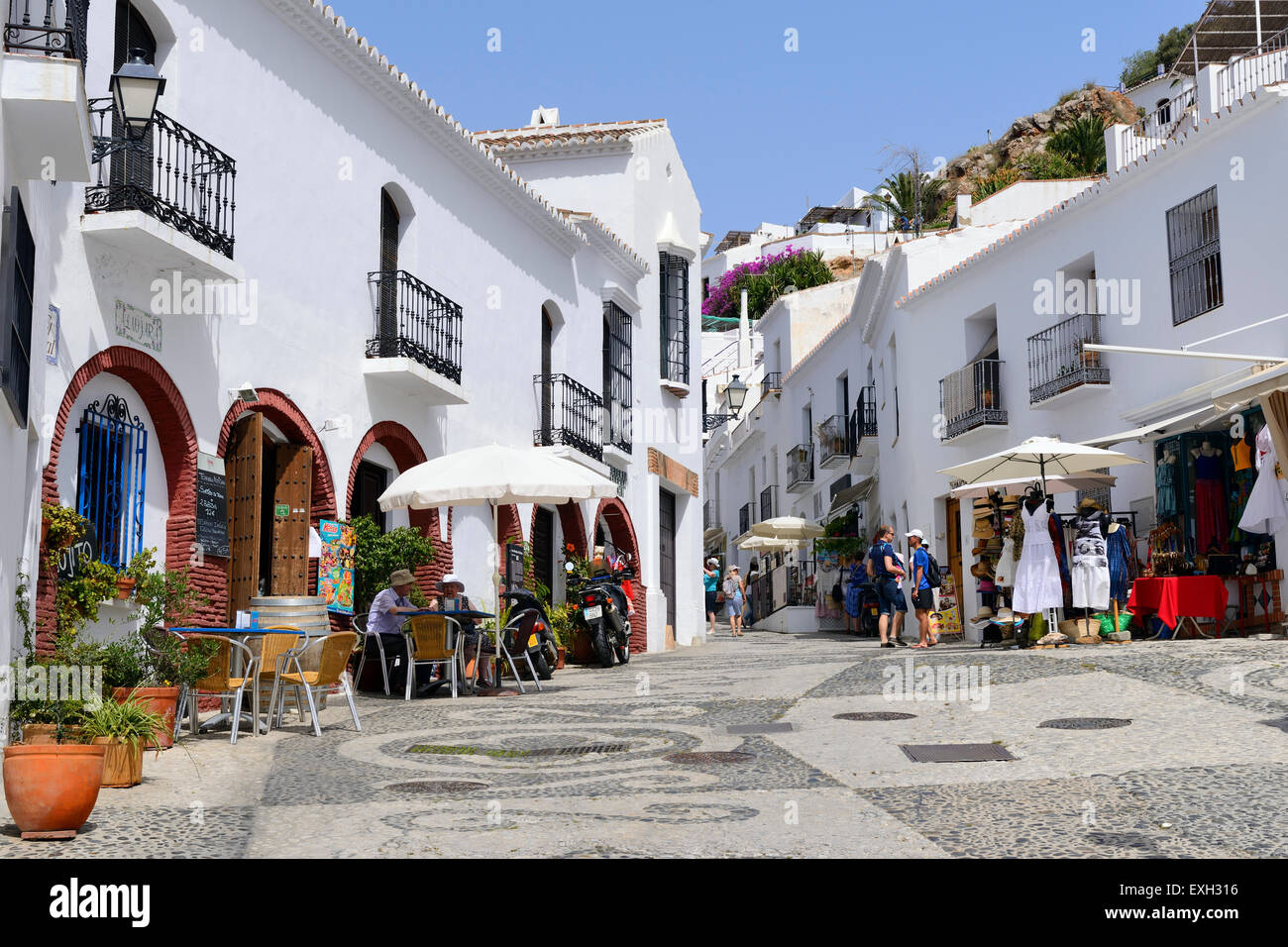 Historischen alten Stadt von Frigiliana, in der Nähe von Nerja, Costa Del Sol, Andalusien, Südspanien Stockfoto