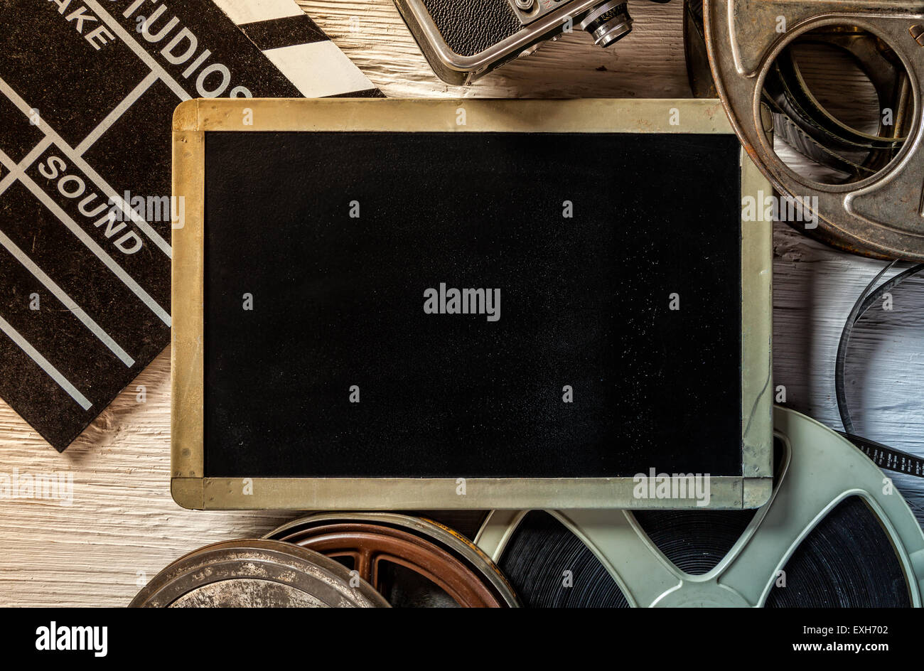Retro-Film Zubehör mit leeren Brett Stockfoto