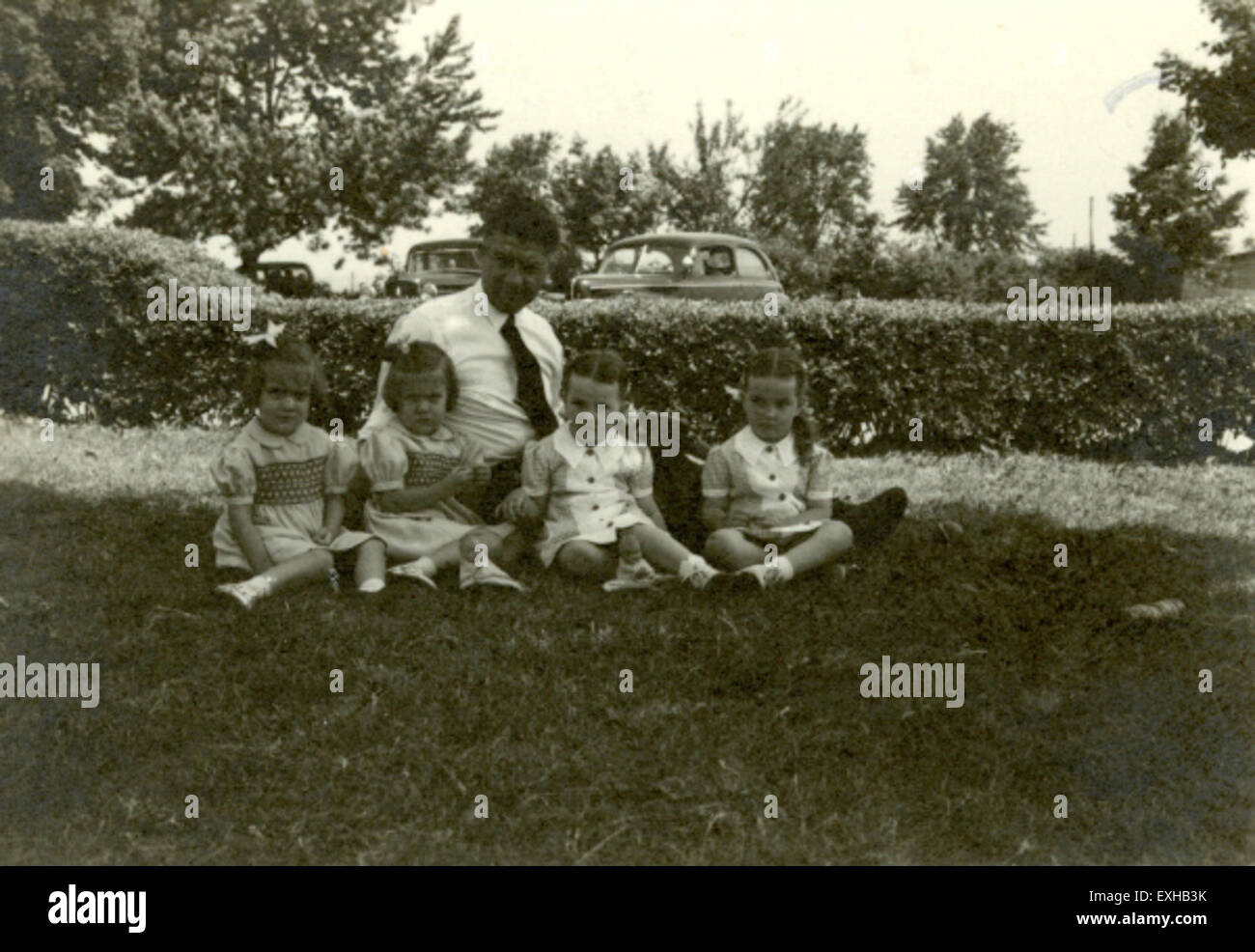 Elvin Snyder mit Zwillingen In Metamora, Illinois Stockfoto