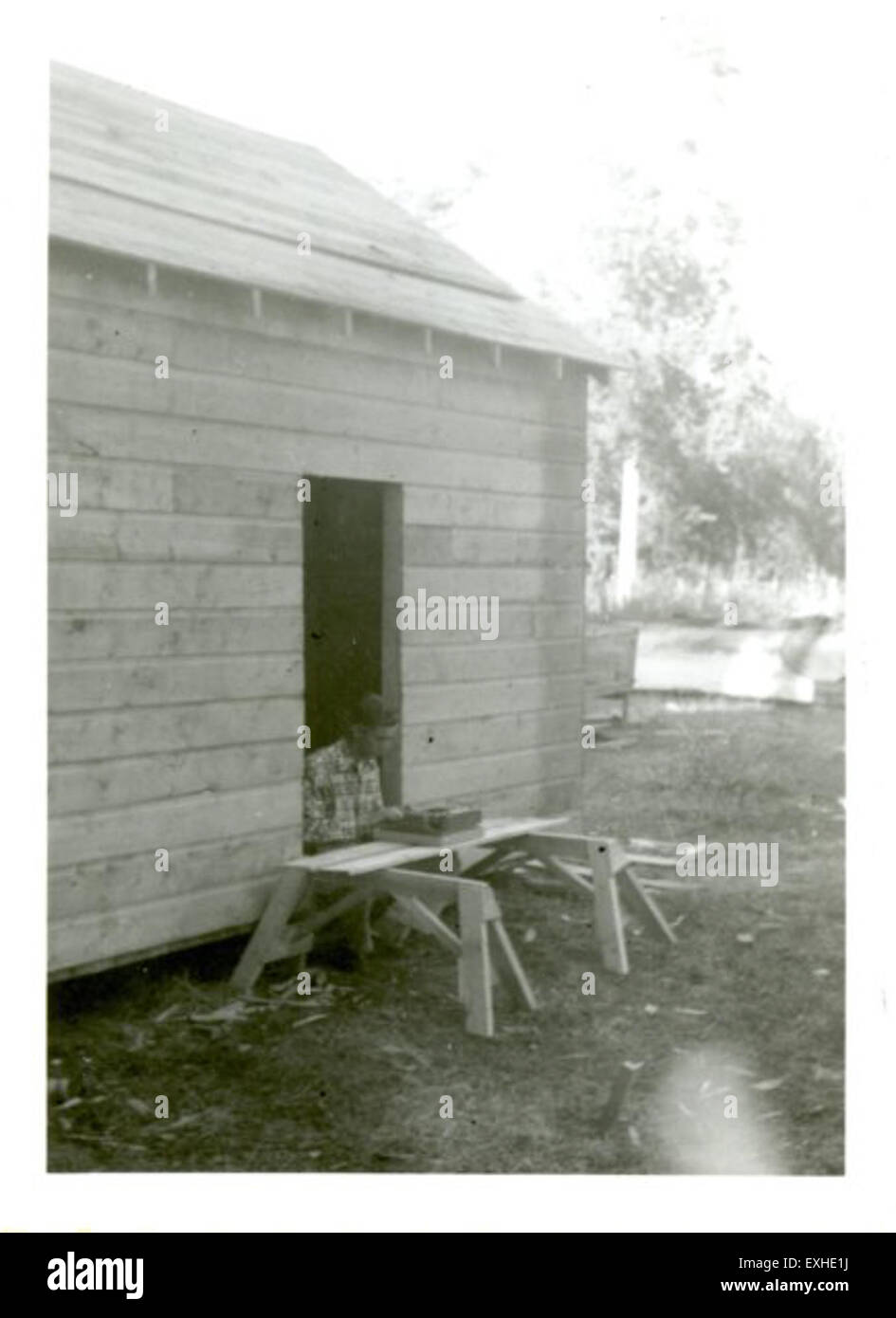 Ike Glick ist in Calling Lake, Alberta, zu sehen, wo er an der Mennonite Missionsarbeit mit dem Mennonite Board of Missions und dem Mennonite Mission Network teilnahm, um der Gemeinde freiwillig zu dienen. Stockfoto