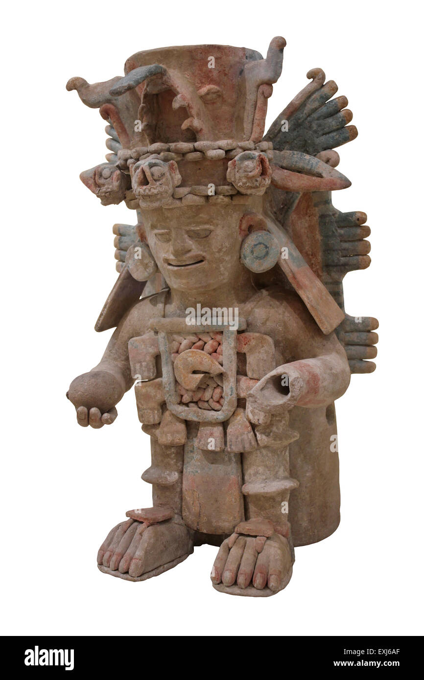 Chen Mul Räuchergefäß mit Schädel Dzibanche, Quintana Roo, Mexiko Ende Post-klassische Periode (AD1250-1550) Stockfoto