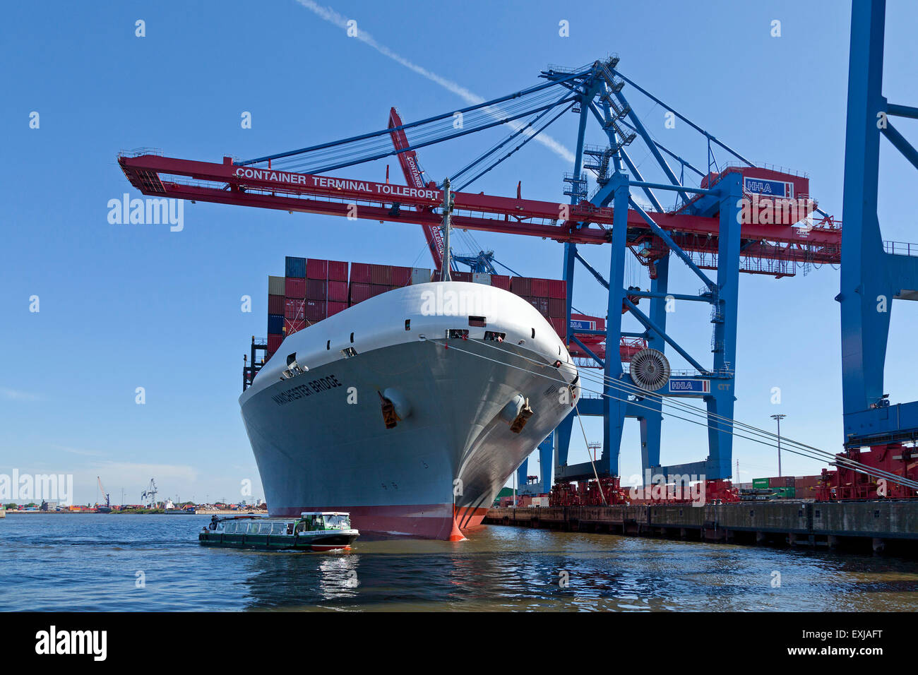 Containerschiff ´Manchester Bridge´, Containerterminal Tollerort, Hafen, Hamburg, Deutschland Stockfoto