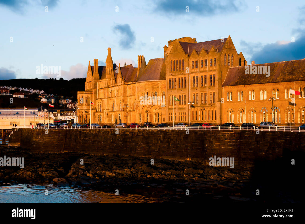 Sonnenuntergang an der Aberystwyth University - Wales Stockfoto