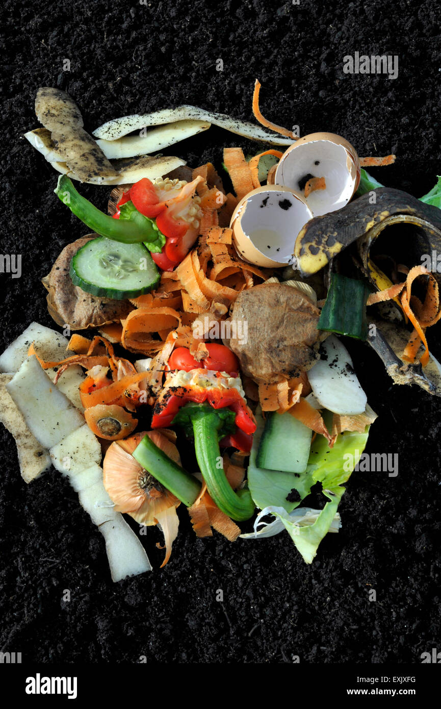 Küche und Haushalt Gemüse Abfallrecycling. Stockfoto