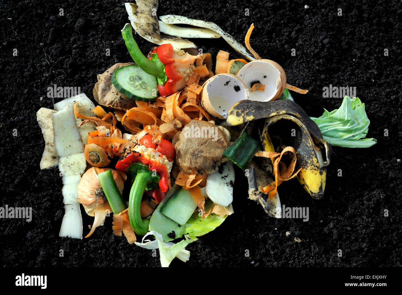 Küche und Haushalt Gemüse Abfallrecycling. Stockfoto