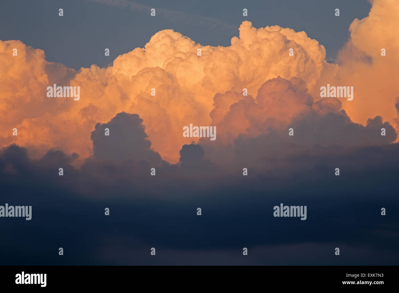 Große Wolken im Abendlicht Stockfoto