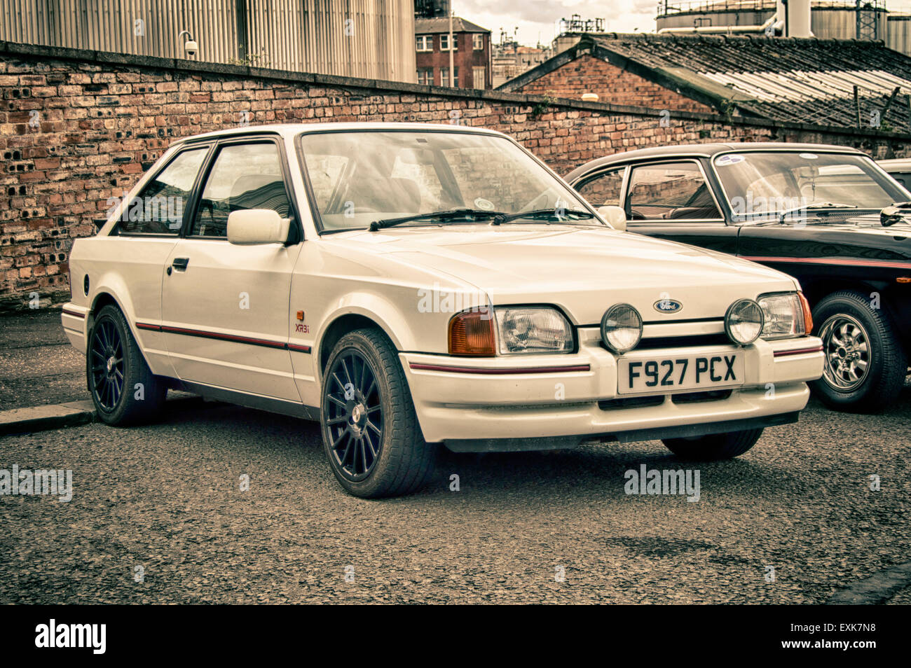 1988 weißen Ford Escort Stockfoto