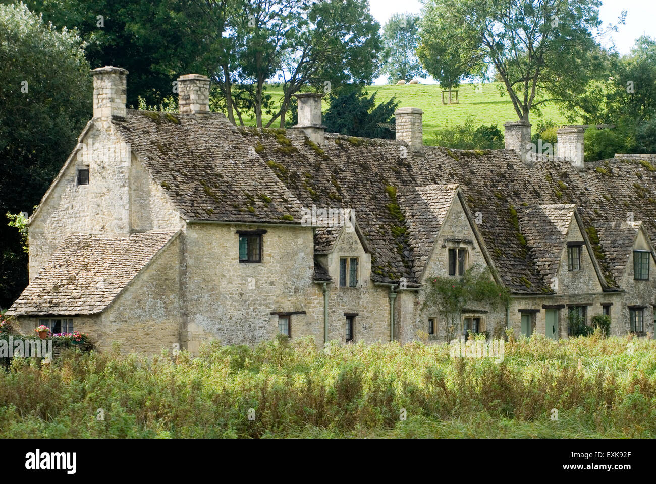 Arlington Row in Bibury, Gloucestershire, Cotswolds, England, Großbritannien, Europa Stockfoto