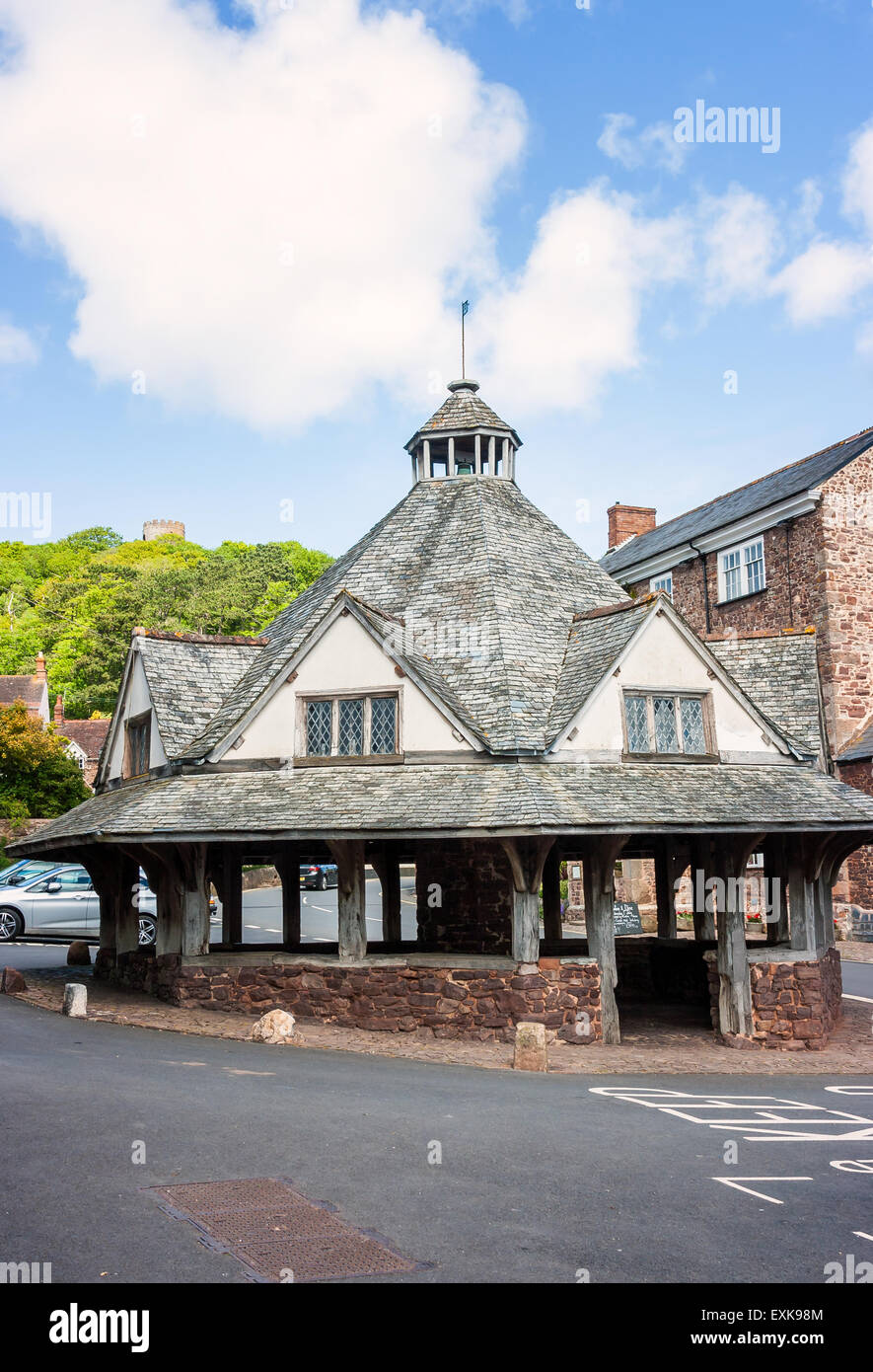 Garn-Markt im Zentrum der mittelalterlichen Dunster Dorf Somerset England Stockfoto