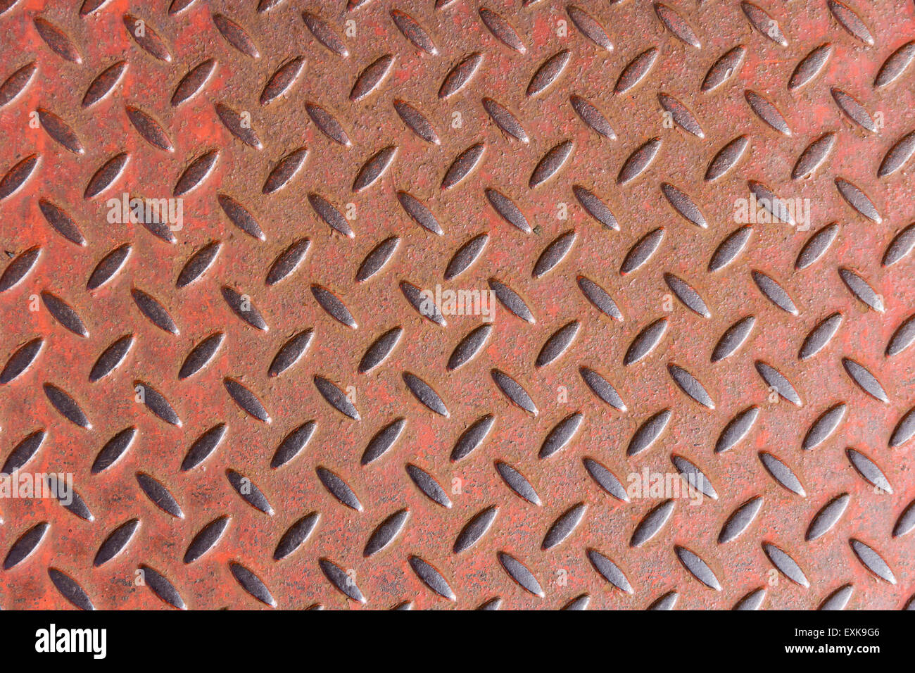 Rote Blatt Stahl Rutschfeste Lauffläche Modellplatten, full-Frame. Stockfoto