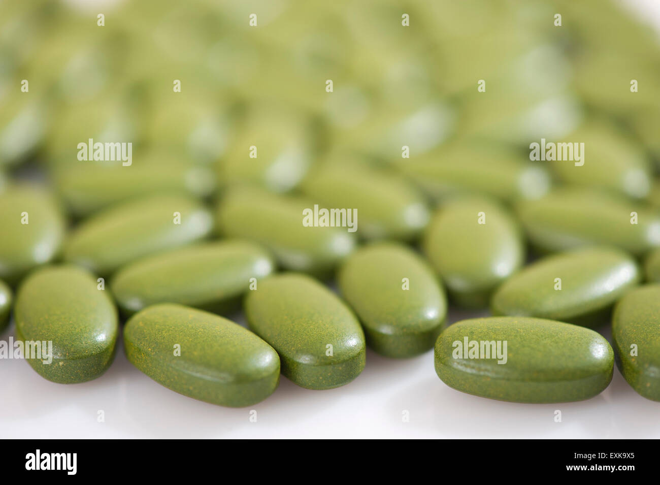 Makrofoto Studio grün Tabletten Stockfoto