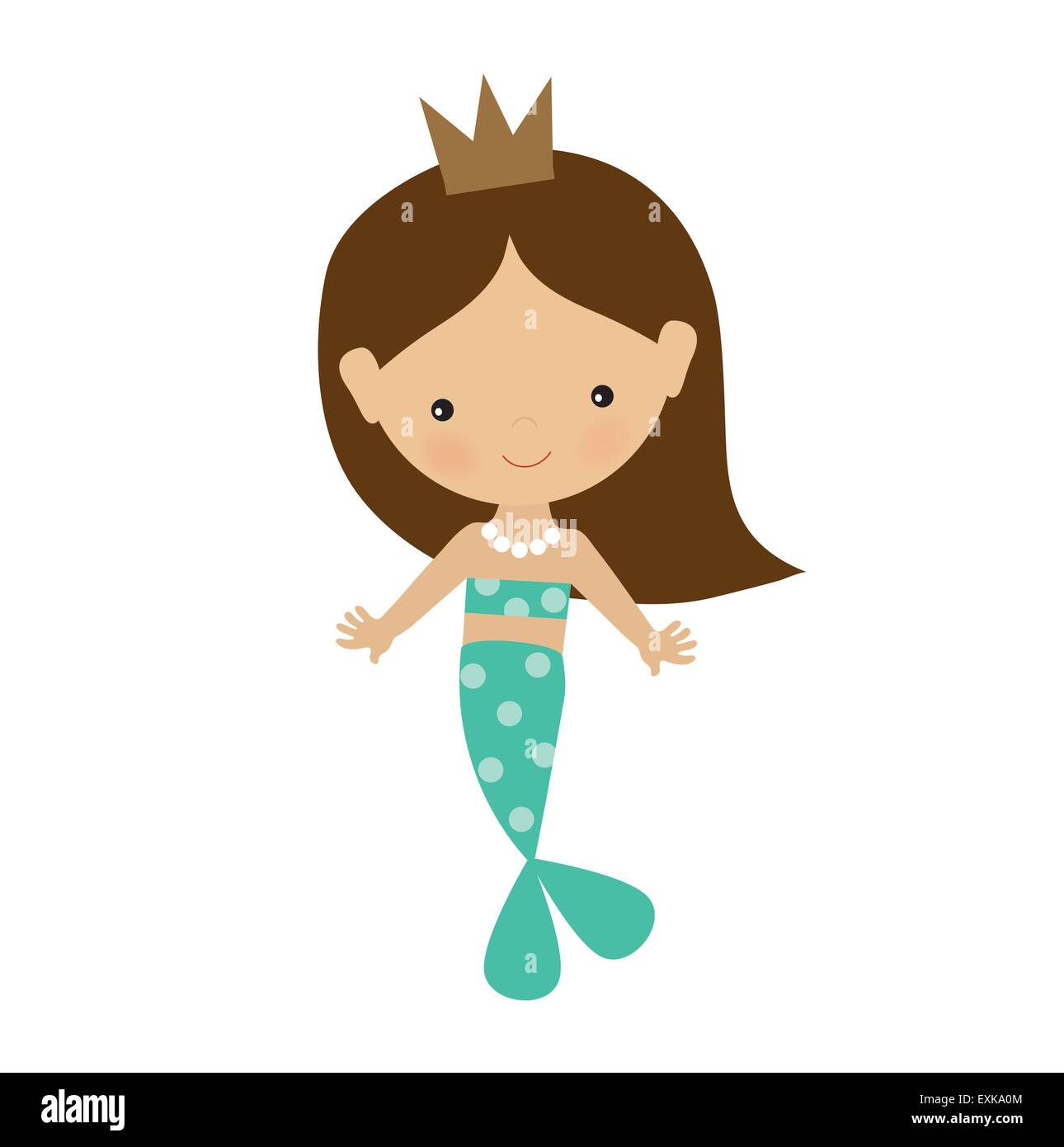 Meerjungfrau, Mädchen, süß, lustig, Vektor, Cartoon, illustration  Stock-Vektorgrafik - Alamy