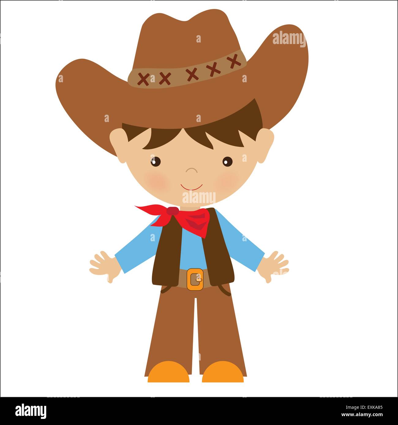 Cowboy, süße, junge, Cartoon, Vektor, Abbildung Stock-Vektorgrafik - Alamy